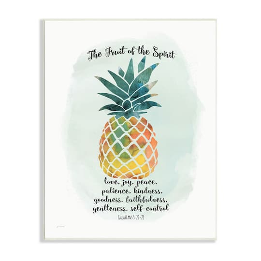 Stupell Industries The Fruit of the Spirit Multicolored Pineapple Wood Wall Plaque
